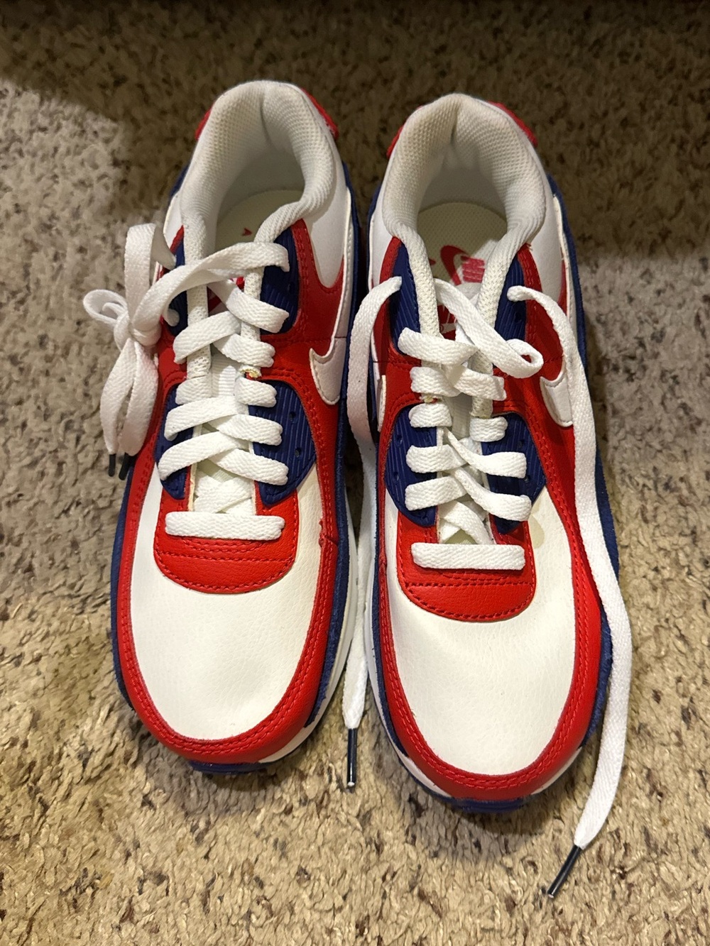 White, Red & Blue Athletic Sneakers - Nike air max